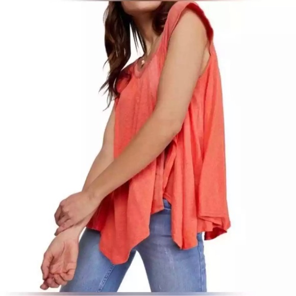 Free People Tops - Free People Keep It Casual Coral Top Oversized Flowy XS